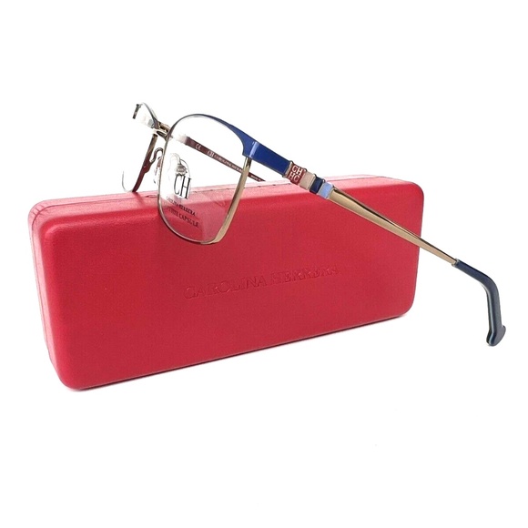 New CAROLINA HERRERA Frames Silver Blue Eyeglasses VHE114K 02A48 51-16-135